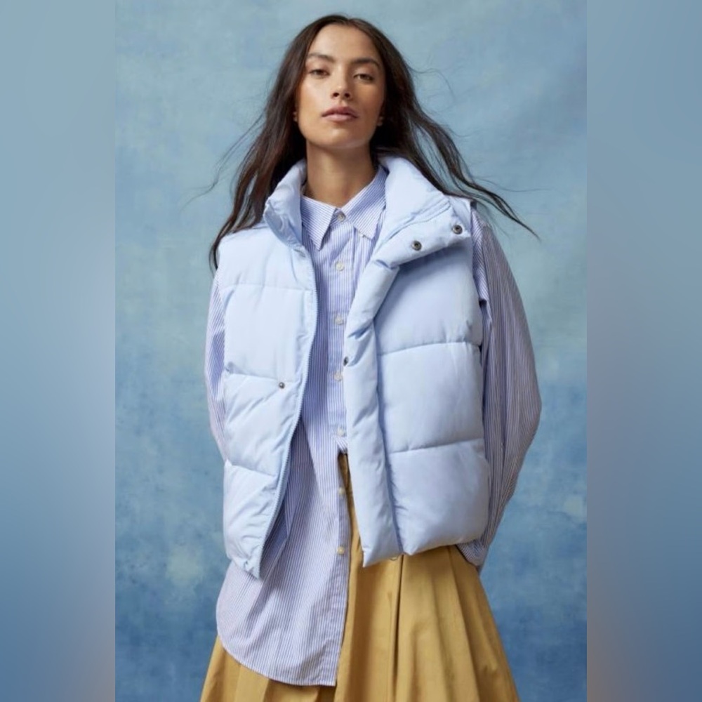 Urban Outfitters BDG Pia Sleeveless Blue‎ Zip Puffer Vest Small Back to School